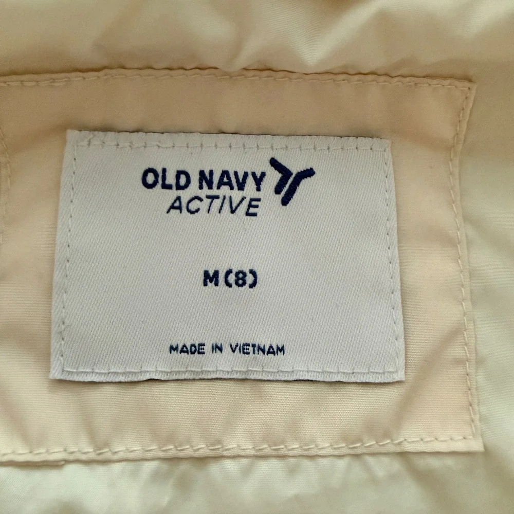 Old Navy Puffer Vest Kids Size M 8 Cream Off White Quilted Active Full Zip